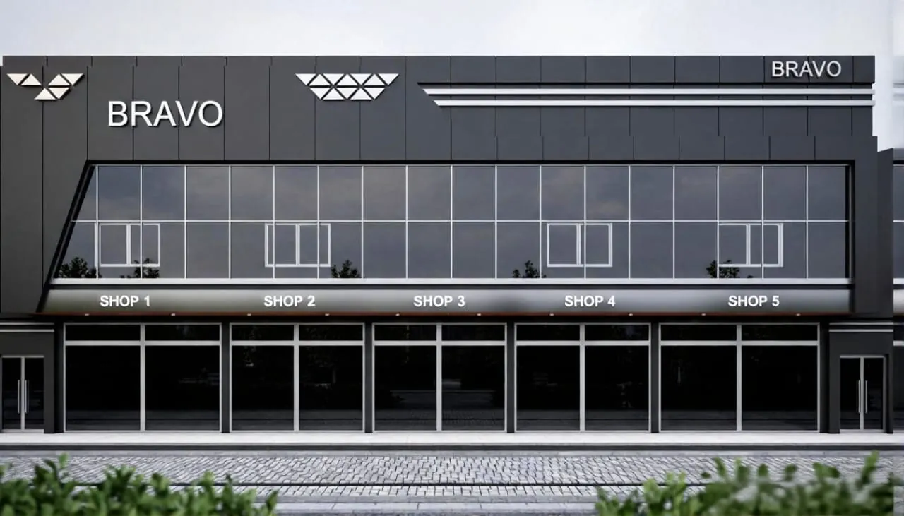 Contemporary Lighted Facade
