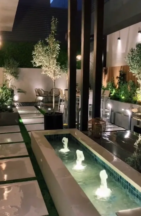 Evening Fountain Courtyard