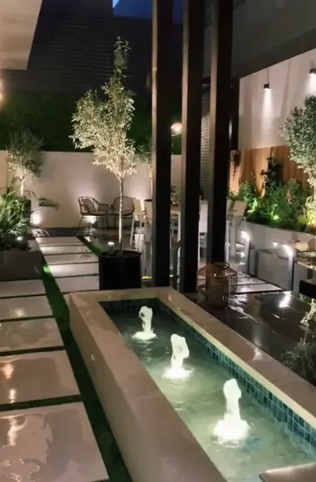 Evening Fountain Courtyard
